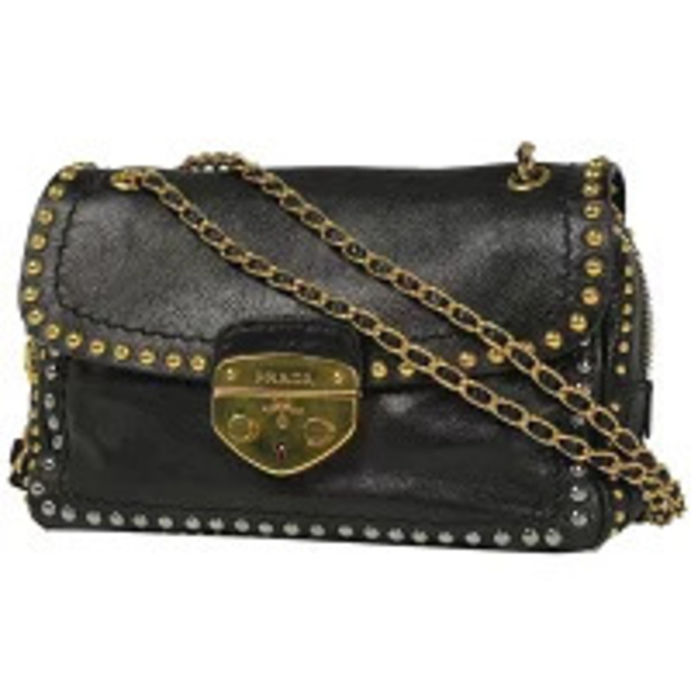 Prada Chain Shoulder Bag Handbag Leather Nero Black